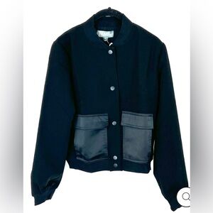 NEW Worthington + Jason Bolden Black Snap Front Bomber Jacket Chic Sz Small 2-4